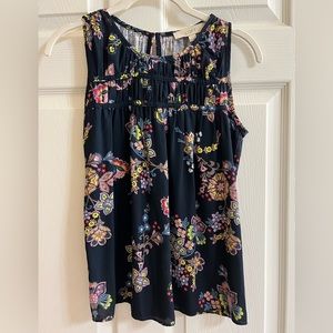 LOFT Floral Navy Blouse xxsp